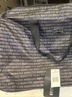 Steve Madden Black Logo Print wheeled Duffel Bag
